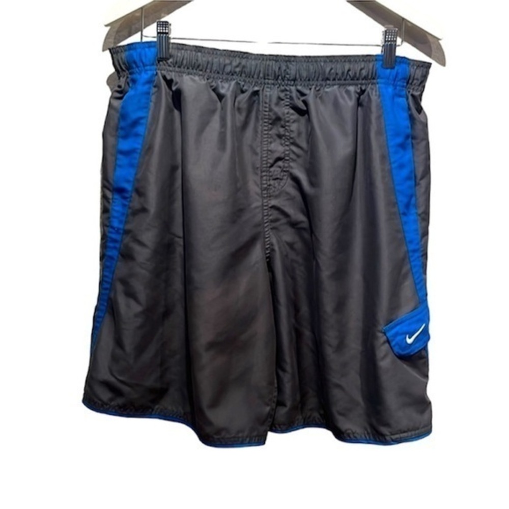 Nike Men’s Gray and Blue Swim Trunks Swim Shorts Size Large